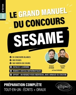 Bertrand.pt - Le Grand Manuel Du Concours Sesame (Programme Officiel : Écrits + Oraux) : 120 Fiches, 120 Vidéos De Cours, 10 Tests, 1000 Questions