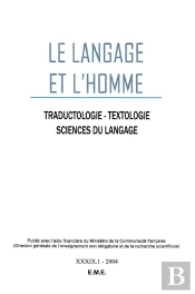 Le Langage Et L'Homme, 39-1 (2004)