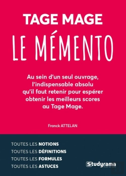 Bertrand.pt - Le Mémento Tage Mage ; Toutes Les Notions, Définitions, Formules Et Astuces