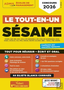 Bertrand.pt - Le Tout-En-Un Sésame - 35 Sujets Blancs - Écrits Et Oraux - Tutos Offerts : Concours 2026