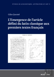 L'Emergence De L'Article Défini Du Latin Classique Aux Premiers Textes Français