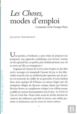 Bertrand.pt - Les Choses, Modes D'Emploi ; Comment On Lit Georges Perec