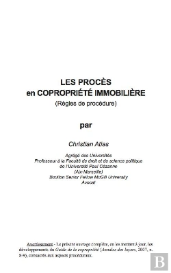 Bertrand.pt - Les Procès En Copropriété Immobilière ; Règles De Procédure