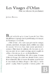 Les Visages D'Orlan ; Pour Une Relecture Du Post-Humain