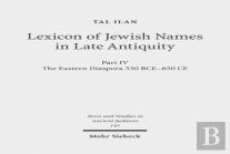 Lexicon Of Jewish Names In Late Antiquity