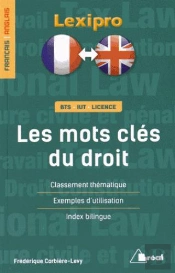 Lexipro : Les Mots Clés Du Droit ; Français-Anglais ; Bts, Iut, Licence ; Classement Thématique, Exemples D'Utilisation, Index Bilingue