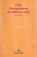 Llista D'Encapçalaments De Matèria En Català