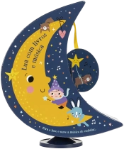 Lua com livros e música