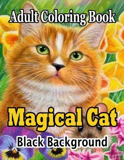 Bertrand.pt - Magical Cat Adult Coloring Book Black Background