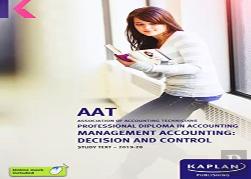 Management Accounting: Decision And Control - Study Text