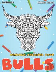 Mandala Coloring Book Simple Level - Animals - Bulls