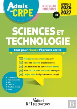 Bertrand.pt - Manuel Crpe : Admis Au Crpe 2026-2027 - Epreuve Écrite D'Admissibilité L3 - Sciences Et Technologie : Toutes Les Clés De La Réussite (Édition 2026/2027)