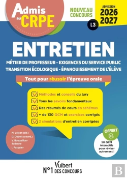 Bertrand.pt - Manuel Crpe : Crpe 2025 - Entretien - Epreuve Orale (L3) - Motivation, Se Projeter Dans Le Métier Enseignant, Transmettre Et Incarner Les Valeurs De La République : Manuel + Vidéos D'Entretien Commen