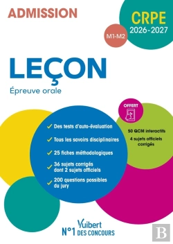 Bertrand.pt - Manuel Crpe : Leçon - Epreuve Orale (M1 Et M2) : Manuel Conforme Aux Nouveaux Programmes (40 Sujets Corrigés) + 50 Qcm Interactifs (Édition 2026/2027)