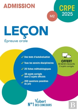 Bertrand.pt - Manuel Crpe : Leçon - Epreuve Orale (M2) : Manuel (38 Sujets Corrigés) + 50 Qcm Interactifs (Édition 2025)