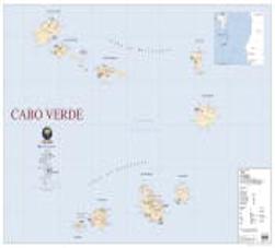 Mapa de Cabo Verde (111,5 x 80,5 cm) - Plastificado de Parede