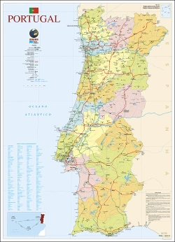Bertrand.pt - Mapa de Portugal - 2 Faces (80,5 x 111,5 cm) - Plastificado de Parede