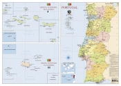 Mapa de Portugal (55,5 x 39,5) - 2 Faces - Plastificado de Parede
