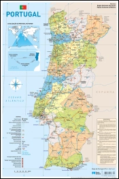Mapa de Portugal Escolar - 2 Faces (27 x 40,5 cm) - Folha Plastificada