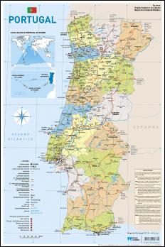 Mapa de Portugal Escolar - 2 Faces (27 x 40,5 cm) - Folha