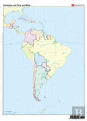 Mapa Mudo America Sur Politico Color Vic