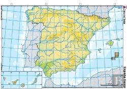 Bertrand.pt - Mapa Mudo España Fisico Color (25 Uds)