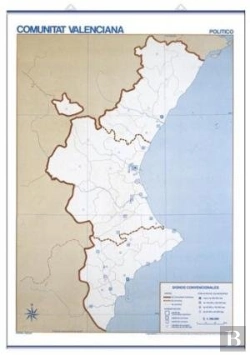 Bertrand.pt - Mapa Mural Mudo Valencia Fisico-Politico
