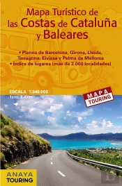 Mapa Turistico De Las Costas De Cataluña Y Baleares (Desplegable), Escala 1:340.000
