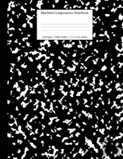 Marbled Composition Notebook: Black Marble Wide Ruled Paper Hardcover Subject Book