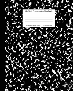 Bertrand.pt - Marbled Composition Notebook: Black Marble Wide Ruled Paper Subject Book