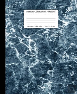 Bertrand.pt - Marbled Composition Notebook: Blue Marble Paper | Wide Ruled Notebook/Journal Paper