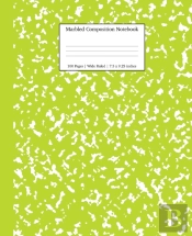 Marbled Composition Notebook: Green Marble Wide Ruled Paper Subject Book