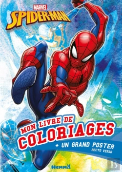 Bertrand.pt - Marvel Spider-Man Mon Livre De Coloriages + Un Grand Poster (Fond Bleu Aquarelle)