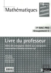 Mathematiques 1ere Bac Pro Groupement C  (Pochette)  -  Professeur  -  2010
