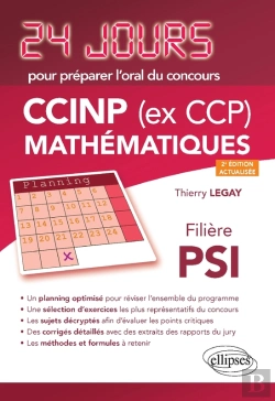 Bertrand.pt - Mathématiques 24 Jours Pour Préparer L'Oral Du Concours Ccinp (Ex Ccp) - Filière Psi - 2e Édition Actualisée