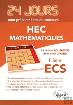 Bertrand.pt - Mathématiques 24 Jours Pour Préparer L'Oral Du Concours Hec - Filière Ecs