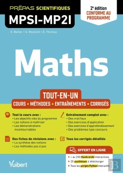Bertrand.pt - Mathématiques Mpsi-Mp2i - Tout-En-Un : Cours - Synthèse - Méthodes Détaillées - Exercices Corrigés Conforme À La Réforme 2021