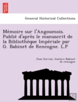 Bertrand.pt - Me Moire Sur L'Angoumois. Publie  D'Apre