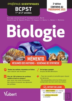Bertrand.pt - Mémento De Biologie Bcpst 1re Et 2e Années : Notions-Clés ; Schémas De Synthèse, Lexique, Conforme À La Réforme De 2021