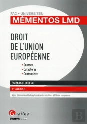 Mementos Lmd - Droit De L'Union Europeenne, 4eme Ed.