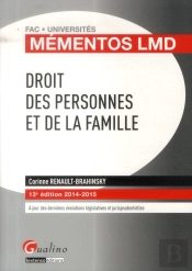 Mementos Lmd - Droit Des Personnes Et De La Famille, 13eme Edition