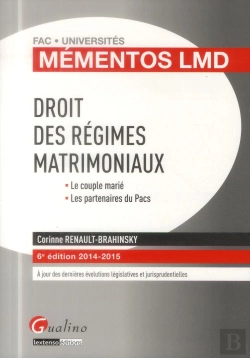 Bertrand.pt - Mementos Lmd - Droit Des Regimes Matrimoniaux 2014-2015, 6eme Edition