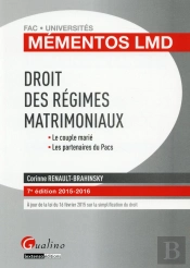 Mementos Lmd - Droit Des Regimes Matrimoniaux 2015-2016, 7eme Ed.