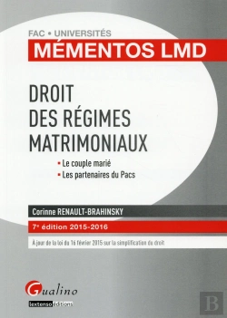 Bertrand.pt - Mementos Lmd - Droit Des Regimes Matrimoniaux 2015-2016, 7eme Ed.