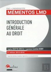 Mementos Lmd - Introduction Generale Au Droit 2015-2016, 9eme Ed.
