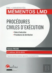 Mementos Lmd - Procedures Civiles D'Execution 2015-2016, 5eme Ed.