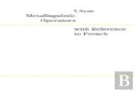 Metalinguistic Operators With Reference To French