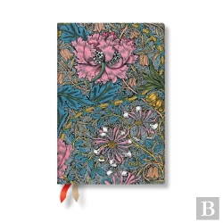 Bertrand.pt - Morris Pink Honeysuckle (William Morris) Mini 12-Month Day-At-A-Time Hardback Dayplanner 2025 (Elastic Band Closure)