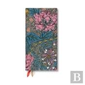 Morris Pink Honeysuckle (William Morris) Slim 12-Month Horizontal Hardback Dayplanner 2025 (Elastic Band Closure)