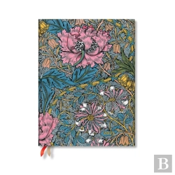 Bertrand.pt - Morris Pink Honeysuckle (William Morris) Ultra 12-Month Verso Hardback Dayplanner 2025 (Elastic Band Closure)